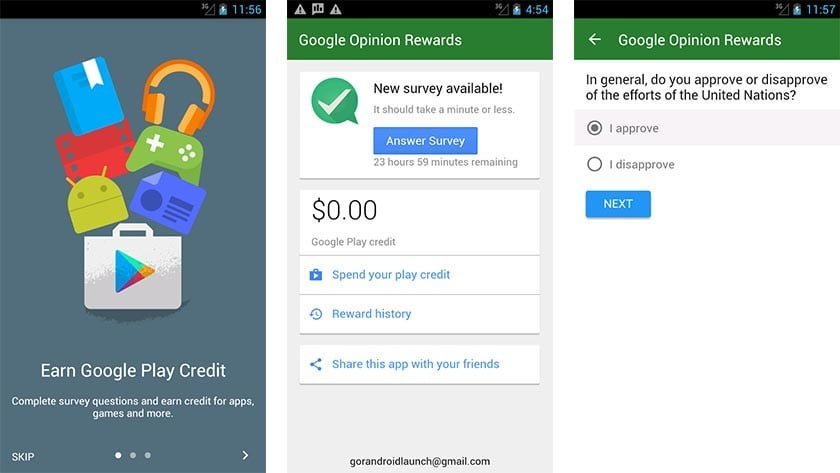Google Opinion Rewards screenshot