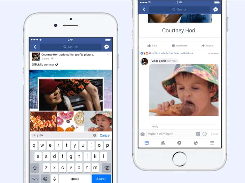facebook adds gifs on comments