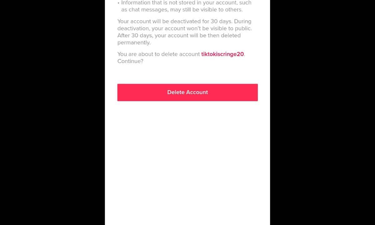 Delete Confirmation - "How to Delete TikTok Account"