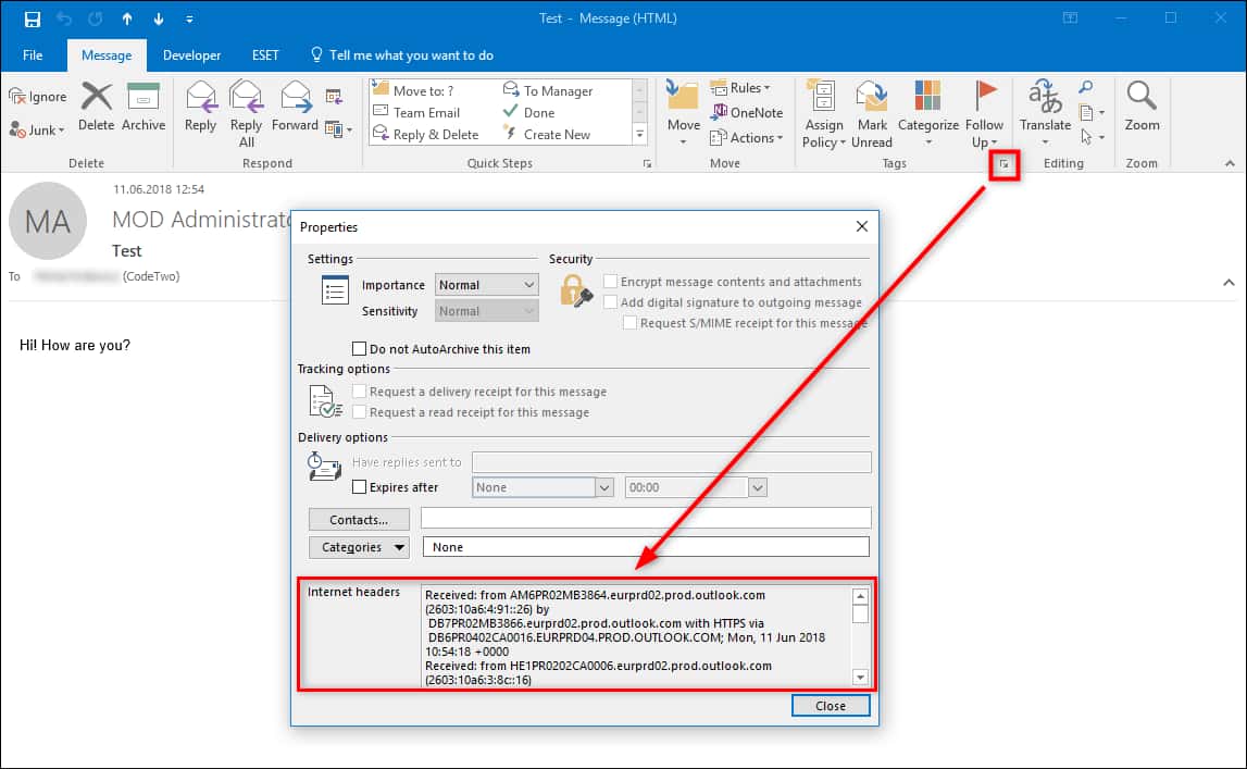 Internet headers Outlook- How To Trace An Email Back To Their Source IP Address