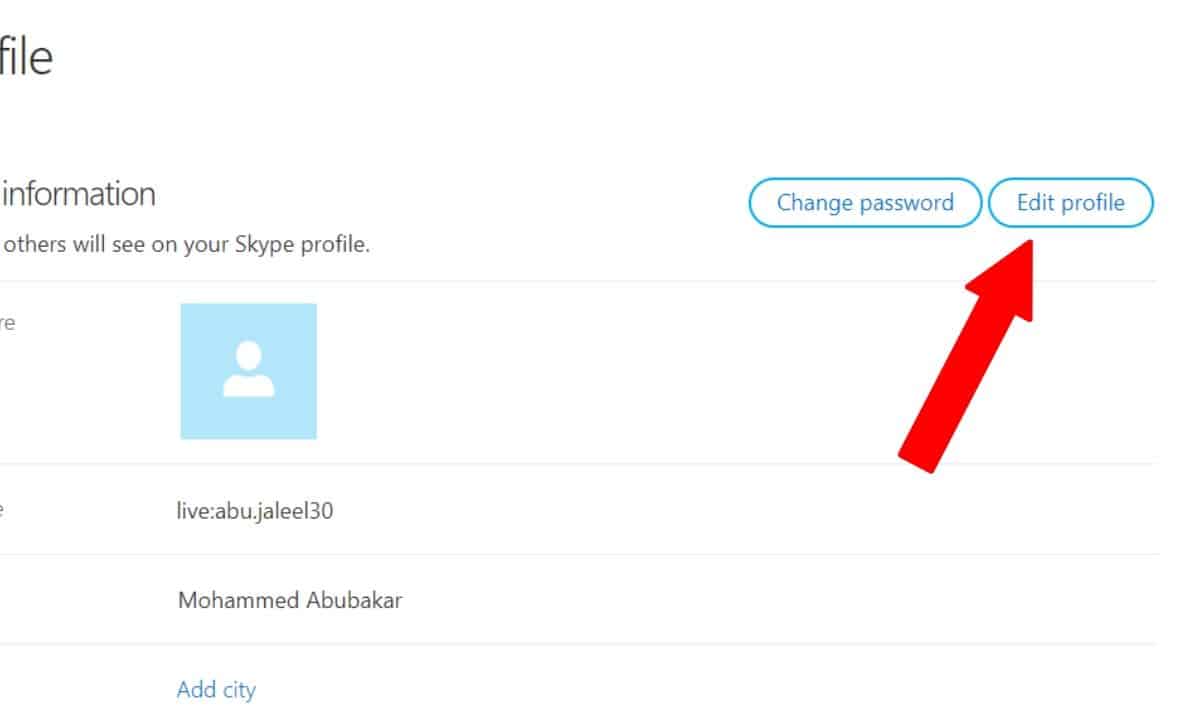 edit profile- How To Change Your Skype Username