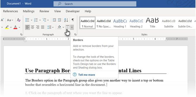 Use Borders to Insert a Line in Word