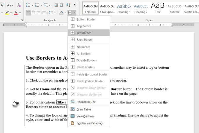 Use Borders to Insert a Line in Word