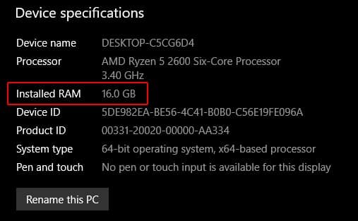 How Much Ram Do I Have on Windows 10